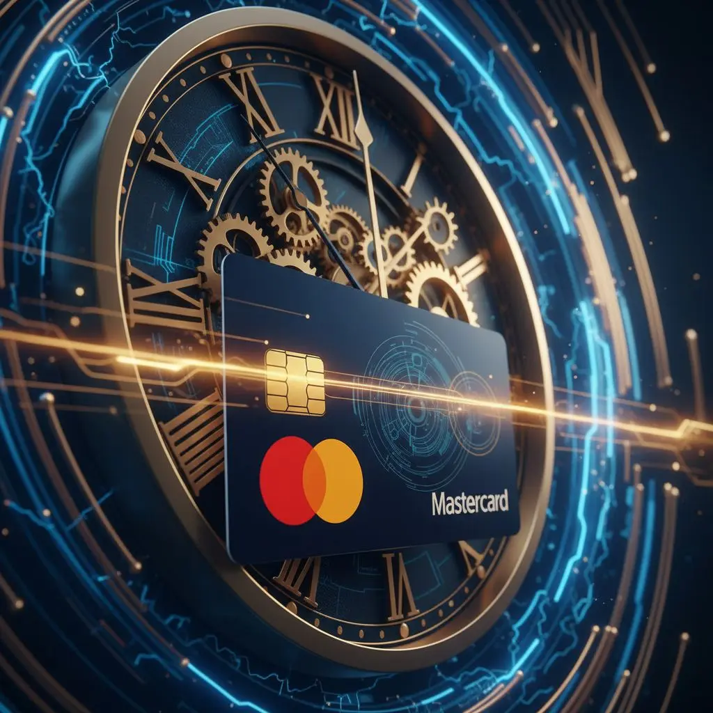 Ρολόι δίπλα σε κάρτα Mastercard που δείχνει ταχύτητα κατάθεσης στη bwin